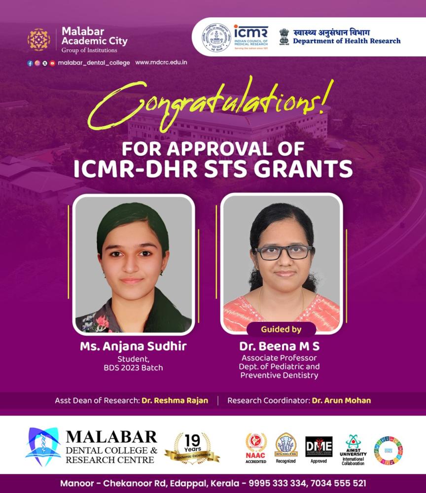 ICMR-DHR STS Grants approval achievement
